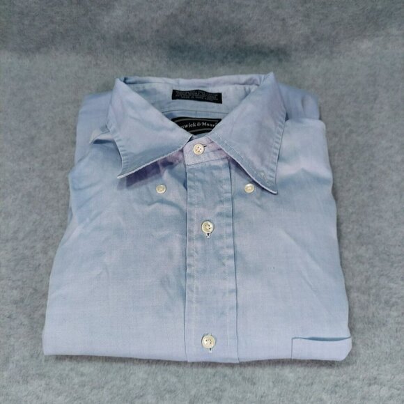 Preswick & Moore Men's Button Down Light Blue Shirt 16/34  Made in Hong Kong - Picture 3 of 12